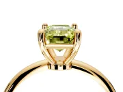 Minimalist Solitaire Engagement Ring Setting for Fancy Yellow Emerald Cut Center with Thin Band and Prong Head in Yellow Gold