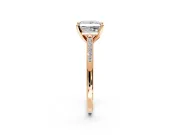 Solitaire Engagement Ring Setting for Princess Cut Center with Channel Accents and Prong Head in Rose Gold