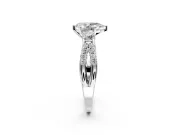 3 Stone Engagement Ring Setting for Pear-Shaped Center with Pave Split Shank and Prong Head in Platinum