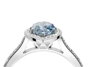 Halo Engagement Ring Setting for Fancy Blue Marquise Center with Pave Accents, Heart Basket and Prong Head in Platinum