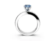 Solitaire Engagement Ring Setting for Fancy Blue Cushion Cut Center with Channel-Set Accents and Prong Head in Platinum