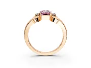 Solitaire Engagement Ring Setting for Fancy Pink Emerald Cut Center with Twisted Band and Scroll Prong Head in Rose Gold