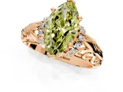 Solitaire Engagement Ring Setting for Fancy Yellow Marquise Center with Filigree Accent Basket and Prong Head in Rose Gold