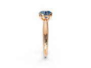 Solitaire Engagement Ring Setting for Fancy Blue Round Cut Center with Reverse Tapered Band and Prong Head in Rose Gold