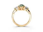 3 Stone Engagement Ring Setting for Fancy Green Marquise Center with Matching Side Accents and Prong Head in Yellow Gold