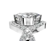 Halo Engagement Ring Setting for Marquise Center with Pave Infinity Twist Band and Prong Head in White Gold