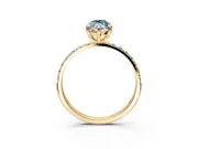 Solitaire Engagement Ring Setting for Fancy Blue Marquise Center with Pave Accents and Prong Head in Yellow Gold