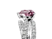 Solitaire Engagement Ring Setting for Fancy Pink Heart-Shaped Center with Woven 3-Strand Pave Band and Prong Head in White Gold