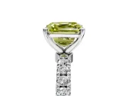 Open Basket Engagement Ring Setting for Fancy Yellow Asscher Cut Center with Pave Band and Prong Head in Sterling Silver