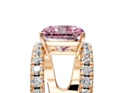 Solitaire Engagement Ring Setting for Fancy Pink Radiant Cut Center with Wide-Open Split Shank and Prong Head in Rose Gold