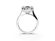 Single Halo Engagement Ring Setting for Fancy Green Marquise Center with Corner Claws, Plain Band and Prong Head in Sterling Silver