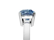 Solitaire Engagement Ring Setting for Fancy Blue Cushion Cut Center with Plain Band and Flat Tab Prong Head in Sterling Silver