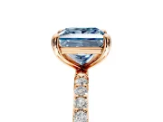 Solitaire Engagement Ring Setting for Fancy Blue Princess Cut Center with Pave Accents and Prong Head in Rose Gold