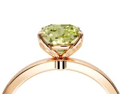 Solitaire Engagement Ring Setting for Fancy Yellow Cushion Cut Center with Thin Rounded Plain Band and Prong Head in Rose Gold