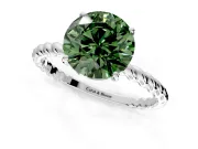 Solitaire Engagement Ring Setting for Fancy Green Round Cut Center with Plain Twisted Rope Band and Prong Head in Platinum
