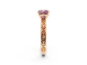 Solitaire Engagement Ring Setting for Fancy Pink Cushion Cut Center with Scrollwork Band and Prong Head in Rose Gold