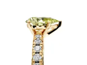 Solitaire Engagement Ring Setting for Fancy Yellow Pear-Shaped Center with Large Accents and Prong Head in Yellow Gold