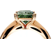 Solitaire Engagement Ring Setting for Fancy Green Princess Cut Center with Reverse Tapered Band and Prong Head in Rose Gold