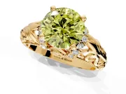 Solitaire Engagement Ring Setting for Fancy Yellow Round Cut Center with Filigree Accent Basket and Prong Head in Yellow Gold