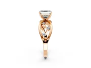 Solitaire Engagement Ring Setting for Asscher Cut Center with Criss-Cross Accent Band and Prong Head in Rose Gold