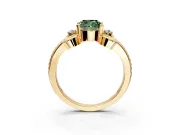 Solitaire Engagement Ring Setting for Fancy Green Cushion Cut Center with Twisted Band and Scroll Prong Head in Yellow Gold