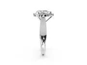 Halo Engagement Ring Setting for Pear-Shaped Center with Square Band and Prong Head in Sterling Silver