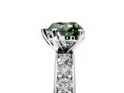 Solitaire Engagement Ring Setting for Fancy Green Heart-Shaped Center with Channel-Set Accents and Prong Head in Sterling Silver