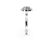Halo Engagement Ring Setting for Round Cut Center with Thin Plain Band and Prong Head in Sterling Silver
