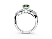 5 Stone Engagement Ring Setting for Fancy Green Cushion Cut Center with Graduated Accents and Prong Head in Platinum