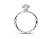 Low-Set Solitaire Engagement Ring Setting for Cushion Cut Center with Thin Plain Band and Prong Head in White Gold