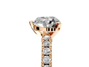 Solitaire Engagement Ring Setting for Heart-Shaped Center with Single Row Accent Band and Prong Head in Rose Gold