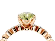 Solitaire Engagement Ring Setting for Fancy Yellow Pear-Shaped Center with Bezel-Dot Beaded Band and Prong Head in Rose Gold