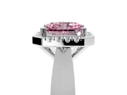 Halo Engagement Ring Setting for Fancy Pink Radiant Cut Center with Square Band and Prong Head in White Gold