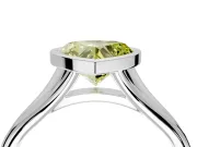 Solitaire Engagement Ring Setting for Fancy Yellow Heart-Shaped Center with V Split Shank and Bezel Head in Sterling Silver