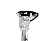 3 Stone Engagement Ring Setting for Fancy Black Pear-Shaped Center with Large Pear-Shaped Accents and Prong Head in Platinum