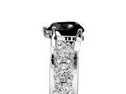 Solitaire Engagement Ring Setting for Fancy Black Heart-Shaped Center with Graduated Shared Prongs and Prong Head in White Gold