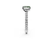 Solitaire Engagement Ring Setting for Fancy Green Radiant Cut Center with Shared-Prong Accents and Prong Head in Platinum