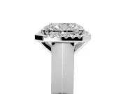 Halo Engagement Ring Setting for Radiant Cut Center with Knife Ridge Cathedral Band and Prong Head in Platinum