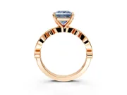 Solitaire Engagement Ring Setting for Fancy Blue Princess Cut Center with Milgrain Bezel Accents and Prong Head in Rose Gold