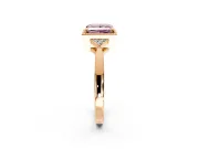 Cluster Engagement Ring Setting for Fancy Pink Princess Cut Center with Milgrain Shoulder Clusters and Prong Head in Rose Gold