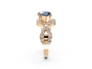 Halo Engagement Ring Setting for Fancy Blue Heart-Shaped Center with Pave Infinity Twist Band and Prong Head in Rose Gold