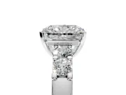 5 Stone Engagement Ring Setting for Radiant Cut Center with Plain Band and Prong Head in Platinum