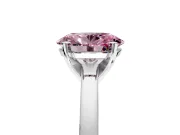 Solitaire Engagement Ring Setting for Fancy Pink Oval Center with Basket Rail and Prong Head in Platinum