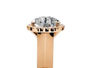 Halo Engagement Ring Setting for Round Cut Center with Knife Ridge Cathedral Band and Prong Head in Rose Gold