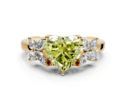 Floral Engagement Ring Setting for Fancy Yellow Heart-Shaped Center with Marquise Cluster Shoulders and Prong Head in Yellow Gold