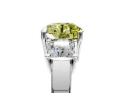 3 Stone Engagement Ring Setting for Fancy Yellow Round Cut Center with Matching Side Accents and Prong Head in Platinum