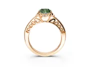 Floral Engagement Ring Setting for Fancy Green Cushion Cut Center with Four Accent Clusters and Prong Head in Rose Gold
