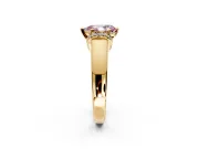 Solitaire Engagement Ring Setting for Fancy Pink Pear-Shaped Center with Wide Band, Pave Collar and Prong Head in Yellow Gold