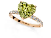 Solitaire Engagement Ring Setting for Fancy Yellow Heart-Shaped Center with Pave Accents and Prong Head in Rose Gold