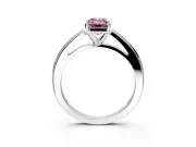 Solitaire Engagement Ring Setting for Fancy Pink Emerald Cut Center with Flat-Sided Plain Band and Prong Head in White Gold